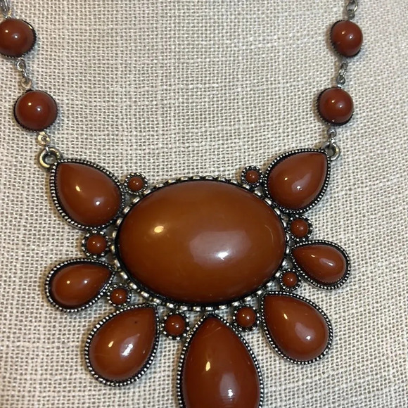 Brown Beaded Statement Necklace - Picture 6 of 7